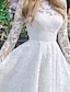 cheap Romantic Lace Dresses-Women&#039;s Lace Dress Homecoming Dress Winter Dress Knee Length Dress White Long Sleeve Pure Color Lace Winter Fall Crew Neck Party Party Winter Dress