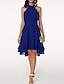 cheap Wedding Guest Dresses-A-Line Cocktail Dresses Party Dress Wedding Guest Engagement Knee Length Sleeveless Halter Neck Chiffon V Back with Sleek Tiered 2024