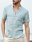 cheap Men-100% Cotton men‘s v-neck men‘s t-shirt flax loose undershirt solid color short-sleeved cotton  linen t-shirt men‘s casual hair