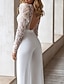 cheap Party Jumpsuits-Women&#039;s Jumpsuit Backless Beaded Solid Color Simple Sexy Crew Neck Elegant Party Wedding Straight Regular Fit Long Sleeve  Summer