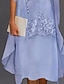 cheap Mother of Bride Dresses with Jacket-Two Piece Sheath / Column Mother of the Bride Dress Wedding Guest Elegant Jewel Neck Tea Length Chiffon Lace Sleeveless Jacket Dresses with Appliques 2024