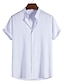 Χαμηλού Κόστους ανδρικό πουκάμισο με κουμπιά-Ανδρικά Πουκάμισο Πουκάμισο με κουμπιά Καλοκαιρινό πουκάμισο Ασημί Μαύρο Λευκό Κρασί Βαθυγάλαζο Κοντομάνικο Σκέτο Όρθιος Γιακάς ΕΞΩΤΕΡΙΚΟΥ ΧΩΡΟΥ Δρόμος Κουμπί-Κάτω Ρούχα