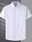 رخيصةأون قمصان رجالية-رجالي قميص قميص رسمي أسود أبيض أحمر كم قصير 平织 Lapel الصيف المكتب &amp; الوظيفة حفلة الزفاف ملابس