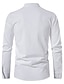 cheap Cotton Linen Shirt-Men&#039;s Linen Shirt Shirt Summer Shirt Beach Shirt Black White Navy Blue Long Sleeve Plain Stand Collar All Seasons Daily Hawaiian Clothing Apparel