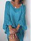 cheap Women&#039;s Clothing-women&#039;s cotton  linen solid color dress stitching lotus leaf sleeve loose blouse in large quantities sling not included