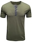 cheap Men&#039;s Clothing-Men&#039;s T-shirt Sleeve Color Block Henley Thin Summer Light Khaki. Green White Black Pink