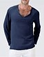 cheap Men&#039;s Casual Shirts-Men&#039;s  Shirt  Solid Color V Neck Casual Daily Long Sleeve Tops Lightweight Fashion Muscle Big and Tall Green White Black / Summer