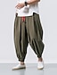 cheap Linen Pants-Harem Linen Pants for Men Plus Size Yoga Pants Premium Cotton Long Pants Casual Elastic Waist Drawstring Hippie Beach Pants Black
