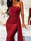 cheap Party Dresses-Women&#039;s Bodycon Maxi long Dress Red Sleeveless Solid Color Ruched Lace up Cold Shoulder Fall Summer One Shoulder Party Stylish Elegant Prom Dress Loose 2022 S M L XL / Party Dress