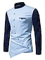 cheap Dress Shirts-Men&#039;s Shirt Color Block Stand Collar Blue Yellow Wine Plus Size Daily Clothing Apparel Fashion / Long Sleeve