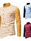 cheap Dress Shirts-Men&#039;s Shirt Color Block Stand Collar Blue Yellow Wine Plus Size Daily Clothing Apparel Fashion / Long Sleeve