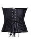 cheap Corsets-Women&#039;s Corsets Halloween Party &amp; Evening Club Comfortable Overbust Corset Backless Tummy Control Embroidery Stripe Lace Up Spandex  All Seasons Black Blue / Bow / Bow
