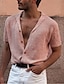 olcso férfi kardigán pulóver-férfi tábori galléros ing kubai gallérú ing szürke rövid ujjú turndown ruházati ruházat