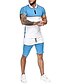 cheap Men&#039;s Hoodies &amp; Sweatshirts-mens sport set summer outfit 2 piece set short sleeve t shirts and shorts casual sweatsuit set sky blue