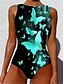 cheap One-Pieces-Women&#039;s Swimwear One Piece Monokini Bathing Suits Plus Size Swimsuit Animal Tummy Control Slim Green Blue Black Gold Scoop Neck Bathing Suits Vacation Fashion New / Sexy / Modern / Padded Bras