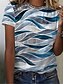 cheap Tees &amp; T Shirts-Women&#039;s Casual Daily T shirt Tee Geometric Short Sleeve Geometric Round Neck Basic Tops Blue S / 3D Print