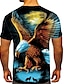 cheap Animal &amp; Muppets-Eagle Casual Mens 3D Shirt | Black Summer Cotton | And Wolves Men&#039;S Animal Crew Neck Short Sleeve Street Print Tops Sportswear Fashion Comfortable Blue Spring