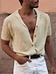 abordables pull cardigan pour hommes-chemise à col camp pour hommes chemise à col cubain gris manches courtes vêtements rabattables