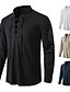 cheap Men&#039;s Casual Shirts-Men&#039;s Shirt Linen Shirt White Black Khaki  Long Sleeve Solid Colored Plus Size Stand Collar Daily Tops Fashion