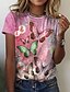 cheap Tees &amp; T Shirts-Women&#039;s Floral Butterfly Casual Holiday Weekend Floral Butterfly Painting Short Sleeve T shirt Tee Round Neck Print Basic Essential Tops Green Blue Purple S / 3D Print