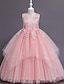 olcso Ruhák-gyerek lány ruha virágos egyszínű vonalas ruha előadás esküvői parti hálós rózsaszín világoskék fehér maxi ujjatlan aranyos hercegnő ruhák nyári ősz normál 3-12 éves korig