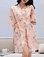 cheap Women&#039;s Sleep &amp; Lounge-Women&#039;s 1 pc Robes Gown Bathrobes Satin Luxury Comfort Flower Imitated Silk Home Wedding Party Spa Plunging Neck Gift Half Sleeve Print Spring Summer Belt Included Black Pink