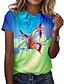 cheap Best Selling Tops-Women&#039;s T shirt Abstract Butterfly Painting Butterfly Round Neck Print Basic Tops Green Gray Purple / 3D Print
