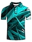 cheap Men&#039;s Shirts-Men&#039;s Golf Shirt Tennis Shirt Geometric 3D Print Collar Turndown Casual Daily Short Sleeve 3D Print Print Tops Personalized Casual Fashion Green Purple Yellow / Vacation / Holiday / golf shirts