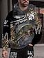baratos Padrão 3D-Homens Gráfico Animal Peixes Moletom Moletons Roupa de rua Designer Manga Longa Com Capuz Desportos e Ar livre Diário Khaki claro. Preto Imprimir Primavera &amp; Outono Designer