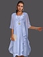cheap Mother of Bride Dresses with Jacket-Two Piece A-Line Mother of the Bride Dress Wedding Guest Elegant Scoop Neck Knee Length Chiffon Lace Sleeveless Jacket Dresses with Pleats Appliques 2024