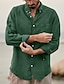 cheap Men&#039;s Casual Shirts-Men&#039;s Shirt Solid Color Turndown Street Casual Button-Down Long Sleeve Tops Casual Fashion Breathable Comfortable Green Black Gray Summer Shirts