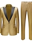 billige Tuxedo dresser-sølv himmelblå gull for menn ball disco dresser 2 deler glitrende glitter peak skreddersydd passform enkeltspent enknapps 2024