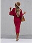 cheap Casual Dresses-Women&#039;s Work Dress Sheath Dress Church Dress Midi Dress Black Red Beige Pure Color Long Sleeve Winter Fall Ruched Basic Crew Neck Office Daily Date 2023 S M L XL XXL