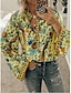 ieftine Bluze simple pentru femei-Pentru femei Cămașă Bluză Galben Roz Îmbujorat Roz Prăfuit Grafic Floral Buton Imprimeu Manșon Lung Zilnic Concediu Epocă Boho Șic Stradă Rotund Regulat Boho S
