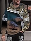 baratos Padrão 3D-Homens Gráfico Animal Peixes Moletom Moletons Roupa de rua Designer Manga Longa Com Capuz Desportos e Ar livre Diário Khaki claro. Preto Imprimir Primavera &amp; Outono Designer