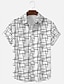 رخيصةأون زر قميص الرجال-رجالي قميص زر حتى القميص قميص صيفي A رمادي كم قصير 3D طوي طباعة ثلاثية الأبعاد قياس كبير مناسب للعطلات 3D ملابس نمط الشاطئ