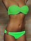 tanie Zestawy bikini-Damskie Stroje kąpielowe Bikini 2 szt Kostium kąpielowy Z marszczeniami 2-częściowa Otwórz Wróć Seksowny Równina Czyste kolory Bez ramiączek Stroje plażowe Seksowny Kostiumy kąpielowe