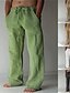 abordables Pantalon en lin-pantalons casual couleur unie hommes avec poches cordon de serrage taille élastique conception pantalons de plage yoga quotidien mélange de coton confort doux taille moyenne vert blanc