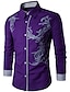 cheap Men&#039;s Tuxedo Shirts-Men&#039;s Shirt Patterned Collar Shirt Collar Daily Long Sleeve Tops Business Casual Daily Office / career White Black Purple Party Wedding