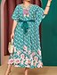 cheap Plus Size Maxi Dresses-Women&#039;s Plus Size Holiday Dress Floral V Neck Print Half Sleeve Fall Spring Casual Maxi long Dress Causal Daily Dress