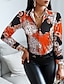 cheap Blouses &amp; Shirts-Women&#039;s Blouse Shirt Floral Theme Floral Graphic Leopard Shirt Collar Button Print Casual Streetwear Tops Blue White Black / 3D Print