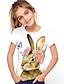 お買い得  女の子の 3d T シャツ-子供 女の子 Tシャツ 動物 アウトドア 3Dプリント 半袖 活発的 3〜12年 春 グレー ホワイト