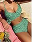 cheap Bikini Sets-Women&#039;s Swimwear Bikini 2 Piece Normal Swimsuit Dot Printing High Waist Crossover Green White Blue Burgundy Rose Red Plunge Padded Bathing Suits Sexy Hawaiian New / Sweet / Strap / Padded Bras