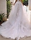 cheap Wedding Dresses-A-Line Wedding Dresses V Neck Strapless Chapel Train Lace Tulle Formal Sexy Luxurious Backless with Appliques 2022