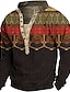 cheap Men&#039;s Henley Sweatshirts-Men&#039;s Sweatshirt Pullover Thermal warm Fall Winter V Neck Graphic Prints Print Casual 3D Print Basic Designer Casual Western Sweatshirts  Long Sleeve Green Black / Winter / Spring / Fall / Winter