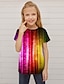 Χαμηλού Κόστους κοριτσίστικα 3d μπλουζάκια-Παιδιά Κοριτσίστικα Κοντομάνικη μπλούζα Κοντομάνικο 3D εκτύπωση Συνδυασμός Χρωμάτων Θαλασσί Βυσσινί Ανθισμένο Ροζ Παιδιά Άριστος Άνοιξη Καλοκαίρι Ενεργό Μοντέρνα Κομψό στυλ street / χαριτωμένο στυλ
