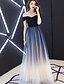 Недорогие Платья для выпускного-A-Line Prom Dresses Color Block Dress Prom Floor Length Short Sleeve Off Shoulder Satin with Pleats 2022 / Formal Evening