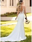 cheap Wedding Dresses-Mermaid / Trumpet Wedding Dresses V Neck Court Train Lace Stretch Fabric Country Romantic with Appliques 2022