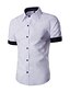 baratos Camisas masculinas de negócios-Homens Saia camisa de botão camisa de colarinho Preto Branco Vinho Manga Curta Tecido Colarinho Verão Casamento Rua Roupa