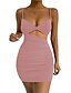 cheap Party Dresses-Women&#039;s Bodycon Short Mini Dress Blue White Black Pink Khaki Red Sleeveless Solid Color Hollow Out Smocked Cold Shoulder Summer Spaghetti Strap Hot Sexy 2022 S M L XL XXL 3XL